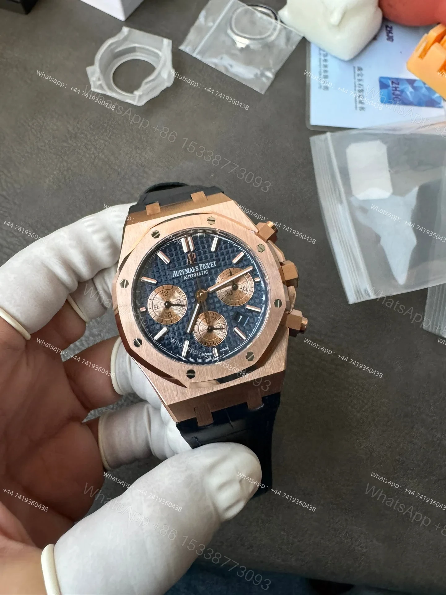 View 5 of Audemars Piguet Super Clone Royal Oak Rose Gold Blue Dial 26331OR Chronograph