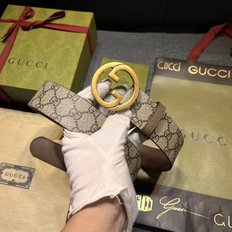 View 3 of Iconic GG Belt: Gold Buckle, Canvas, Luxury Style, Signature Detail, Belt