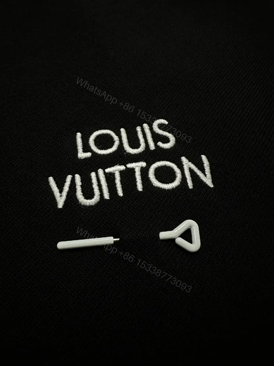 View 4 of Black Plain Knit Short-Sleeve Crew-Neck T-Shirt with Logo Accent