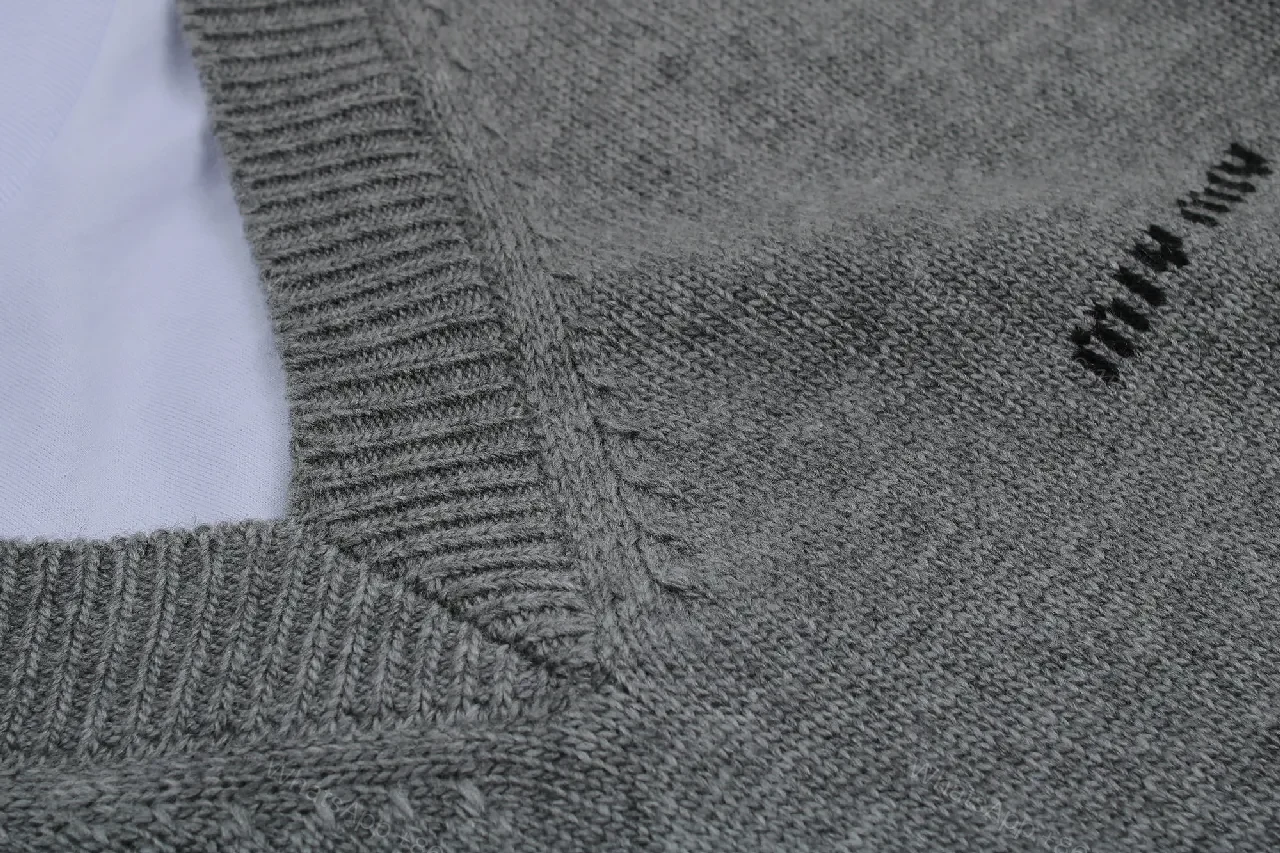 View 7 of Soft-Knit V-Neck Layer: Textured Weave Knit Sweater with Underlayer Contrast
