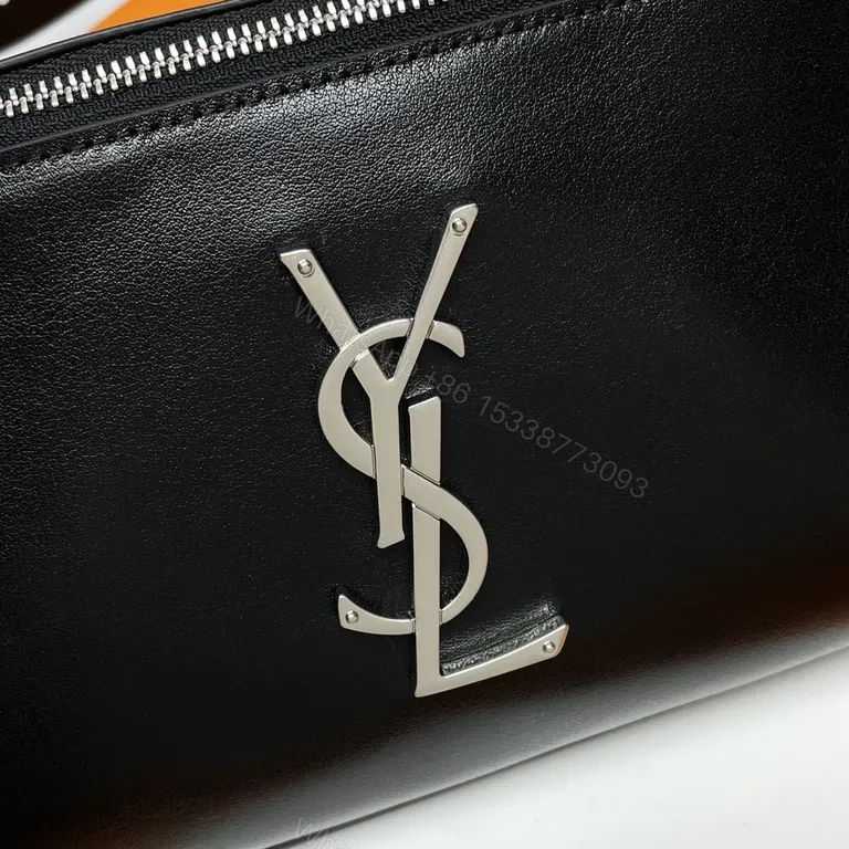 View 4 of Black Leather Belt Bag with YSL Logo - Luxe, Versatile, Compact