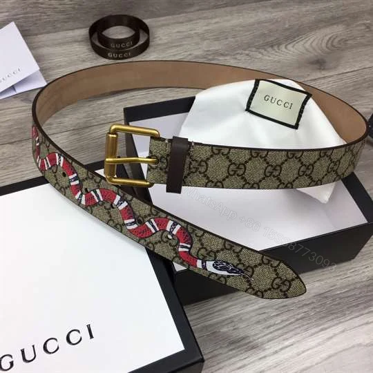 View 6 of GUCCI SNAKE PRINT GG SUPREME BELT – B42