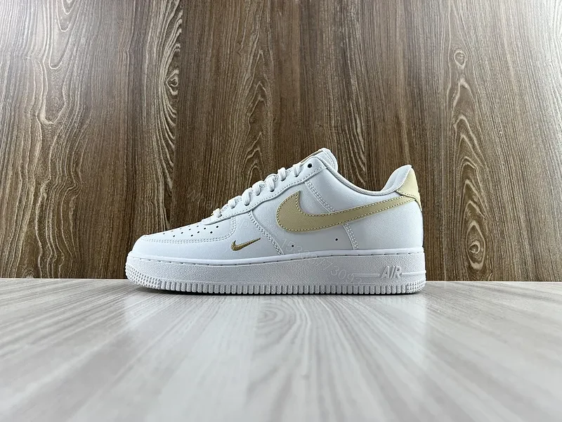 White-White Gold Nike-Inspired Low-Top: Luxe Matte Leather Sneakers — view 1