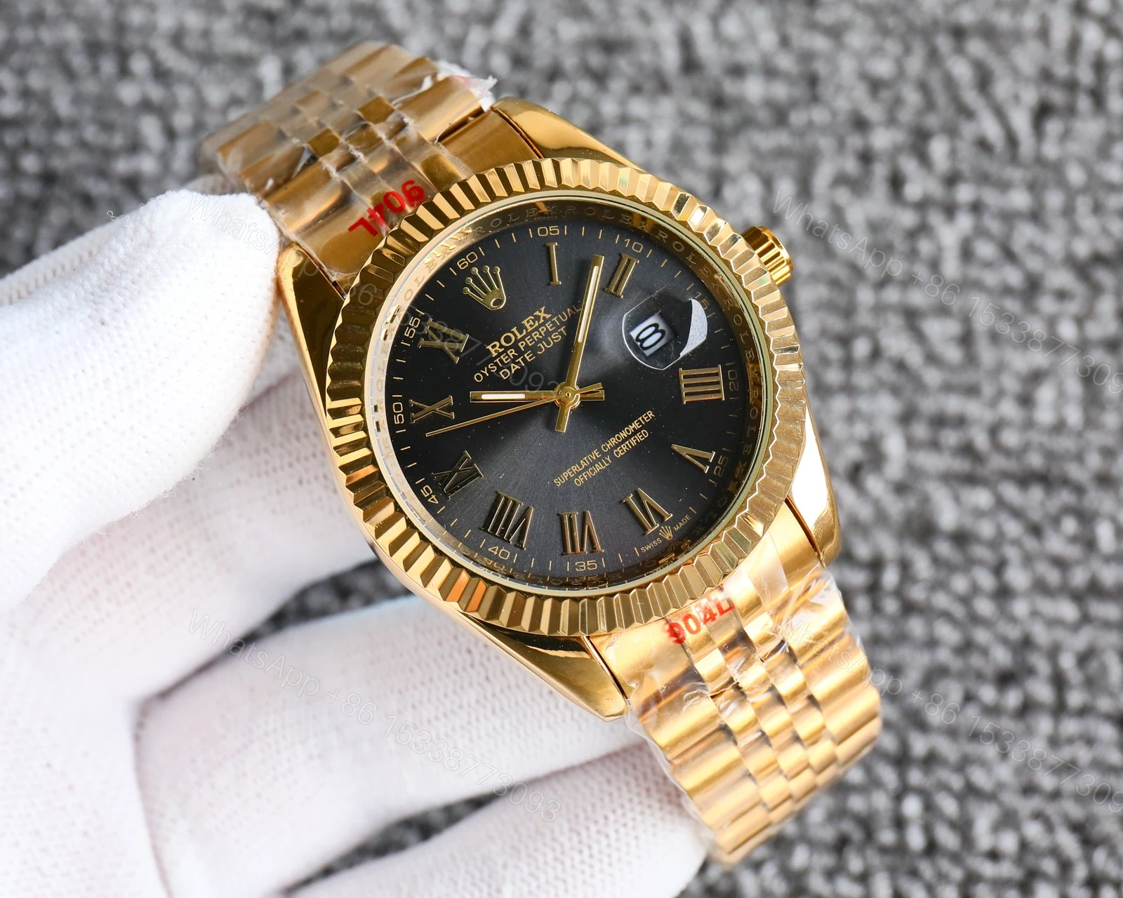 View 2 of Rolex Datejust Roman Numeral Dial Gold In Black 41Mm