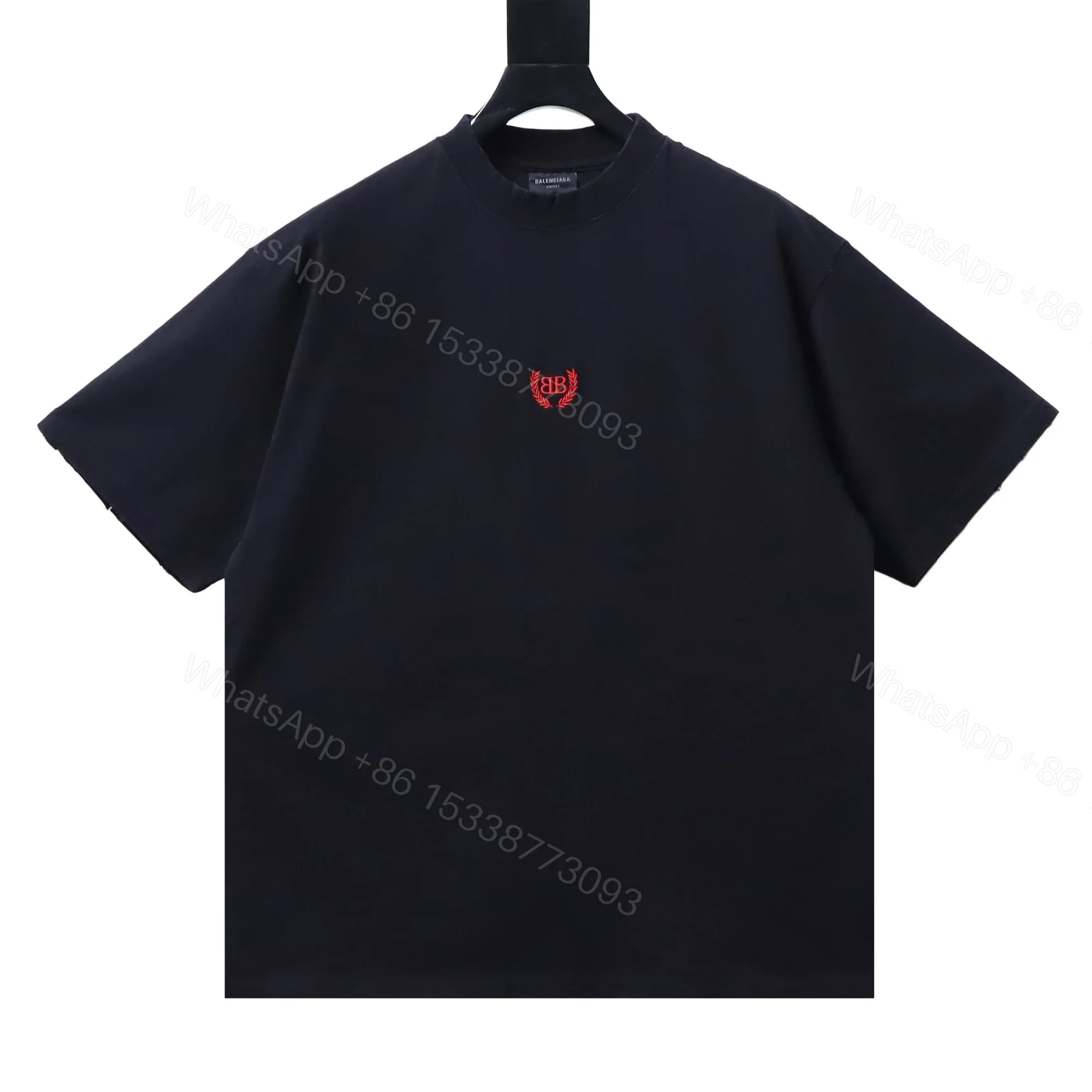 View 9 of Balenciaga Clothes 25SS Grain Wheat Embroidered Short Sleeve T-shirt black