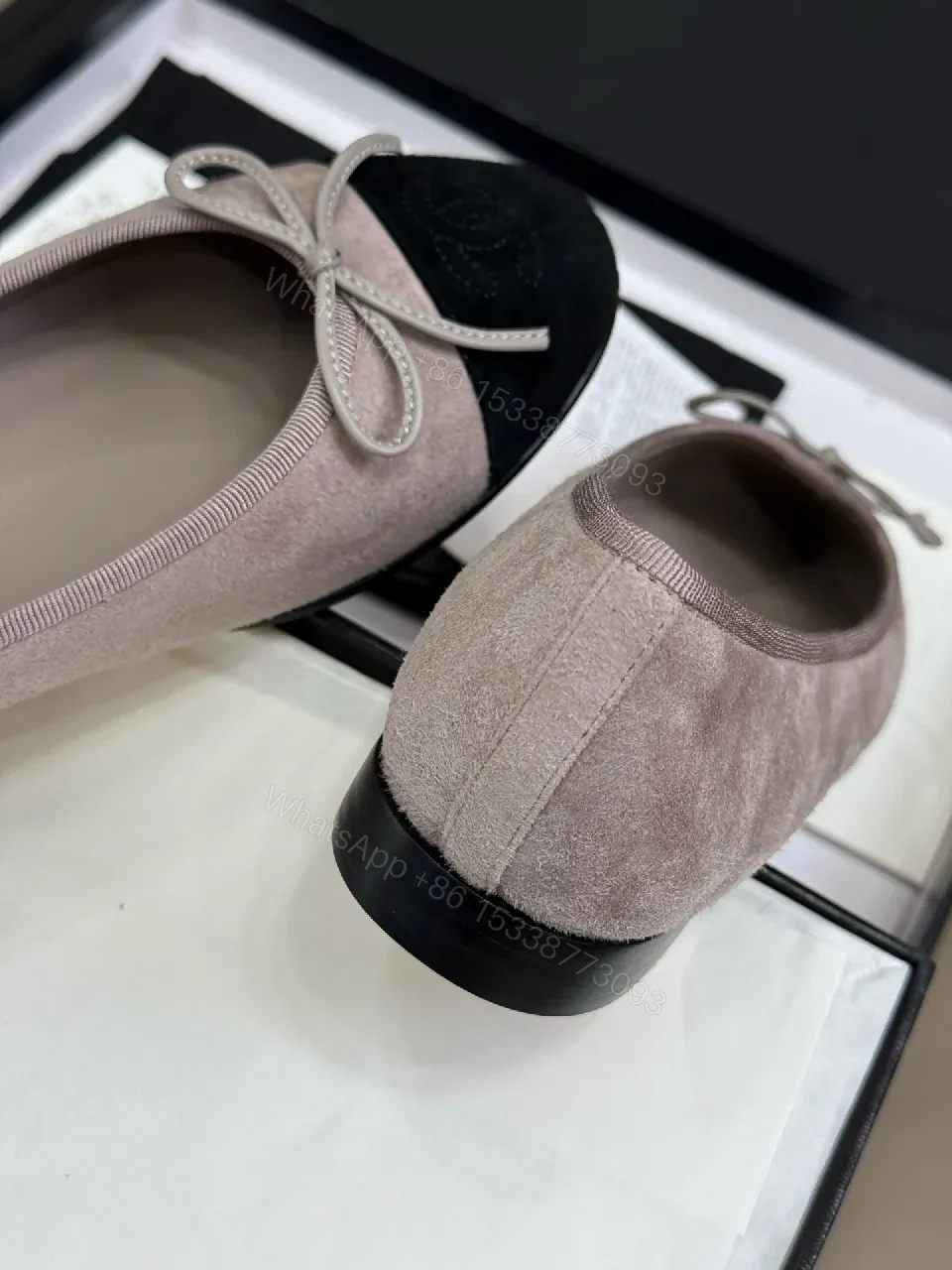 View 5 of Taupe Suede Cap-Toe Ballet Flats — Slim, All-Day Comfort