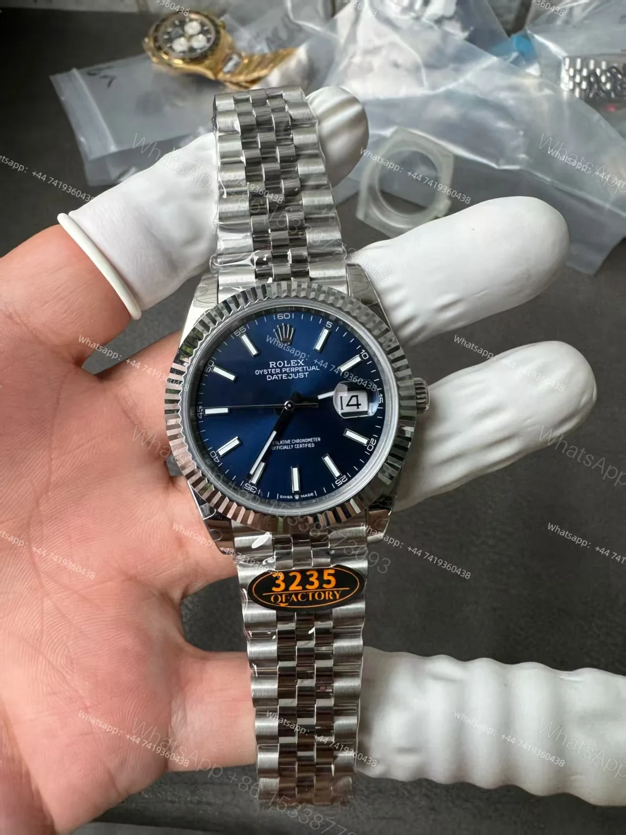 View 2 of Rolex Datejust M126334 Blue Dial 1:1 Replica Jubilee 41MM 3235 Movement Super Clone Watch
