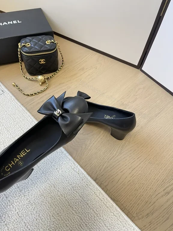 View 5 of Chanel-Inspired Luxury Ballet Flats with Signature Bow