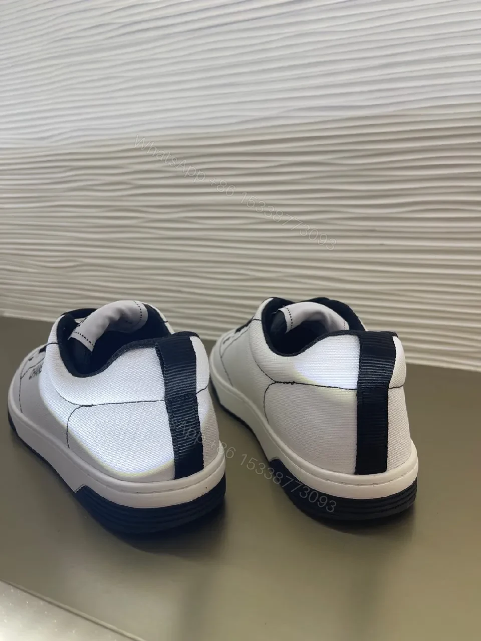 View 3 of Silver Leather Sneakers with Contrast Stitching, Modern Luxury, Everyday Comfort