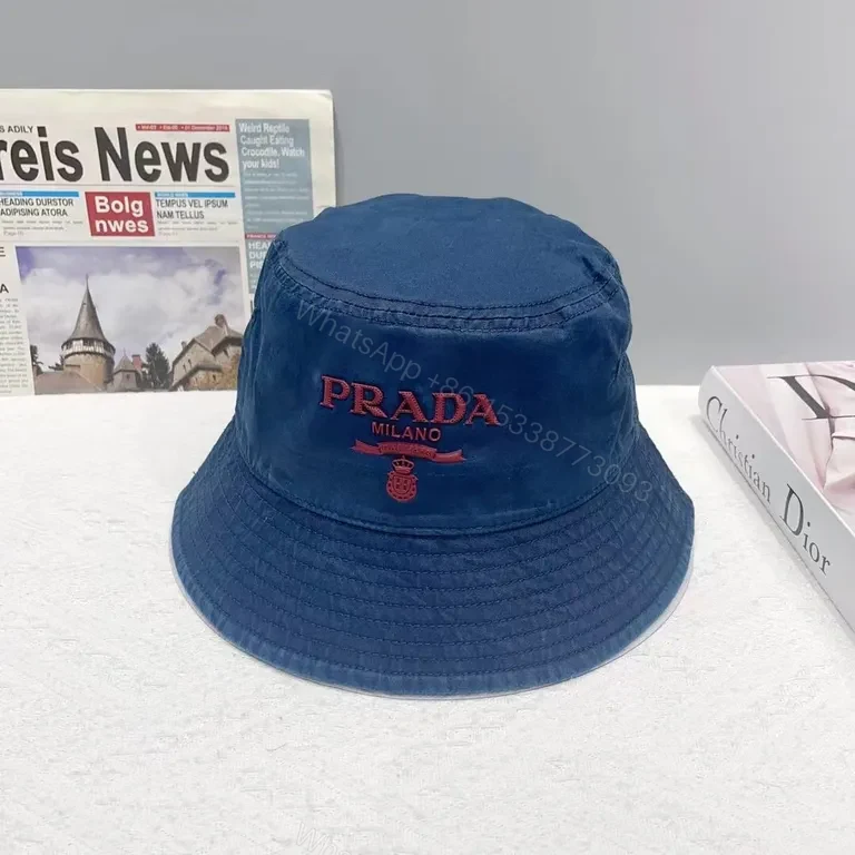 View 8 of Pink Velvet Bucket Hat with Prada Milano Logo - Everyday Luxury