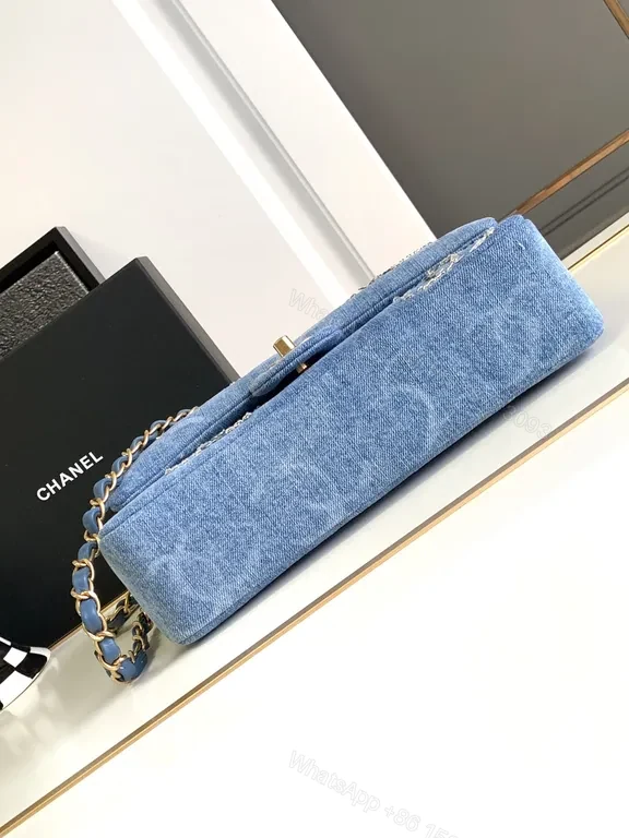 View 2 of Denim Chanel-Style Shoulder Bag: Luxe Beaded Texture Crossing Bag