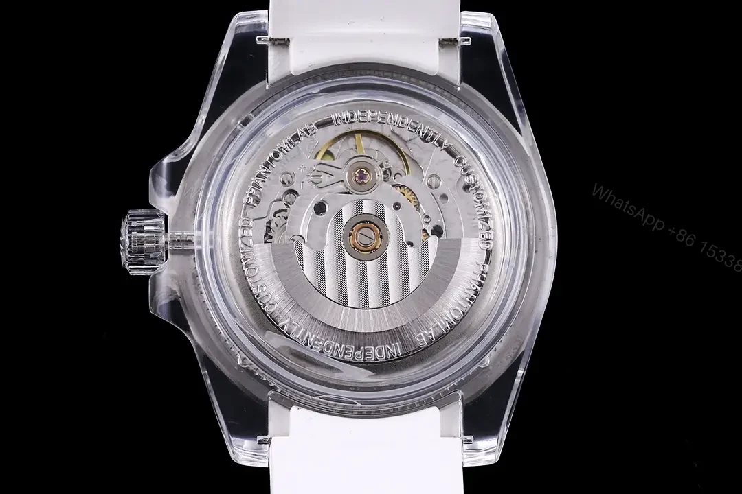 View 8 of Rolex Submariner Date Phantom Blue Rainbow replica 40MM White Rubber Strap Edition RG-SUB-PHANTOM-BLUE-RAINBOW-WHITE-RUBBER-40