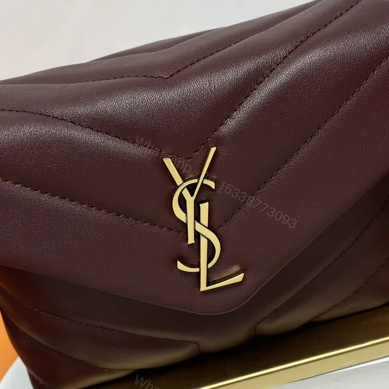 View 5 of Quilted Burgundy Crossbody with YSL Hardware â€” Luxe Compact Bag