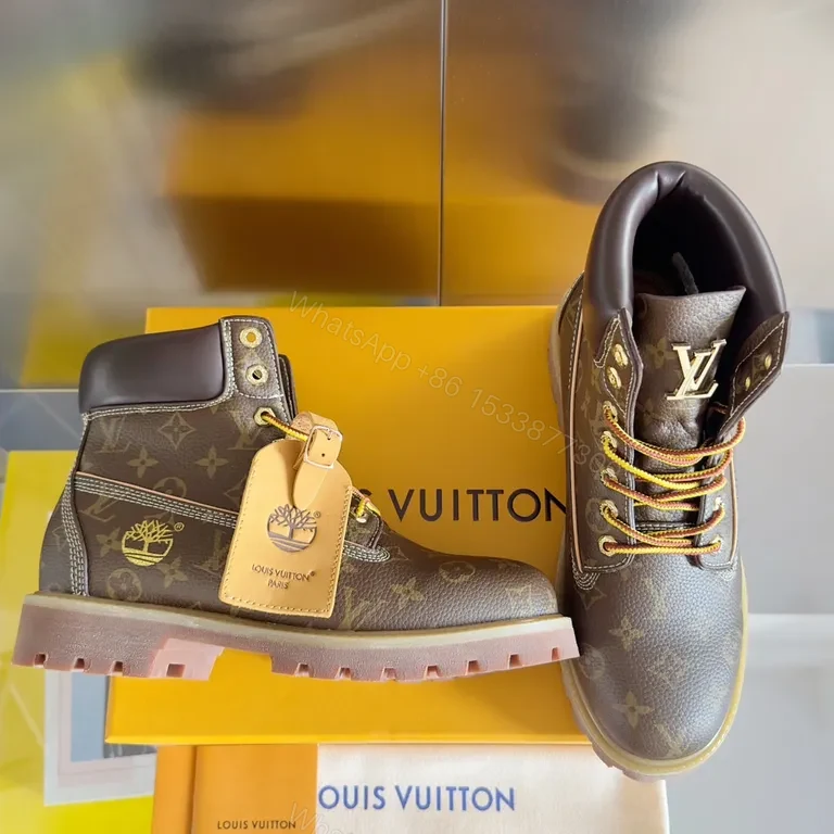 View 3 of Patterned Leather Boots with LV Hardware â€” Monogram Luxe Boots