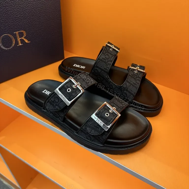 View 2 of Patterned Straps Sandals: DIOR-Style Elevated Comfort Sandals