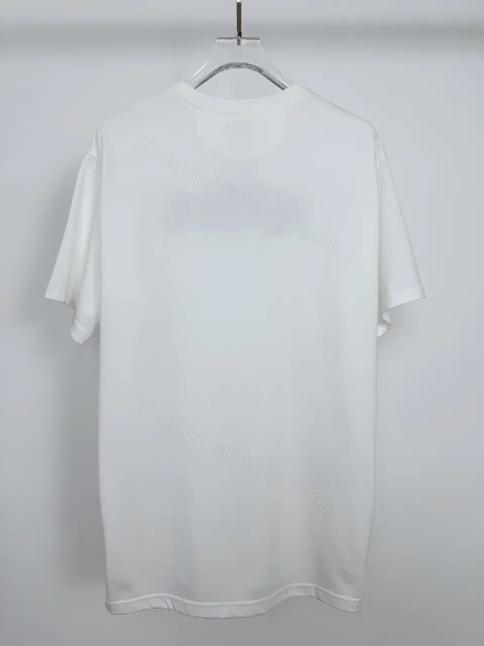 View 4 of Lightweight White Cotton Tee + Embroidered Blue Logo + Minimalist + Designer Flair + T-Shirt
