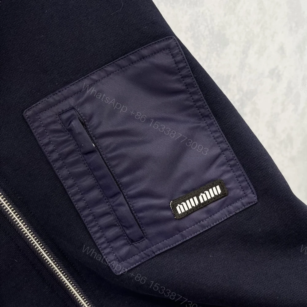 View 7 of Miumiu Zippered Fleece Jacket Navy