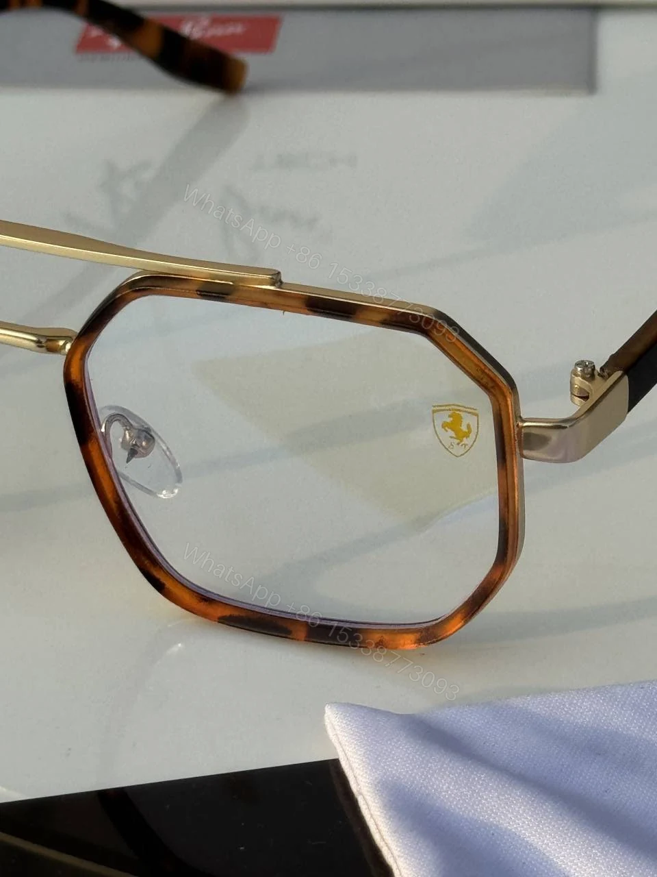 View 5 of First Copy RayBan 8820 Gold Tiger Plano Sunglasses