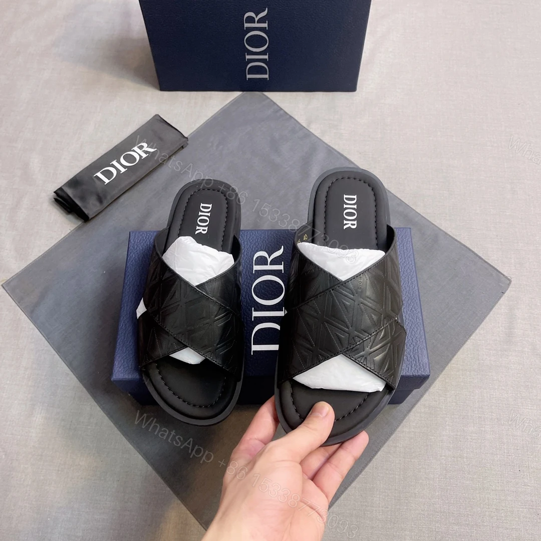 Dior 一比一 男款 交叉設計拖鞋 經典老花時尚款 — view 1