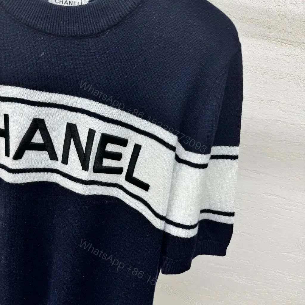 View 6 of Navy Knit Crest Band Sweater - Modern, Premium Casual