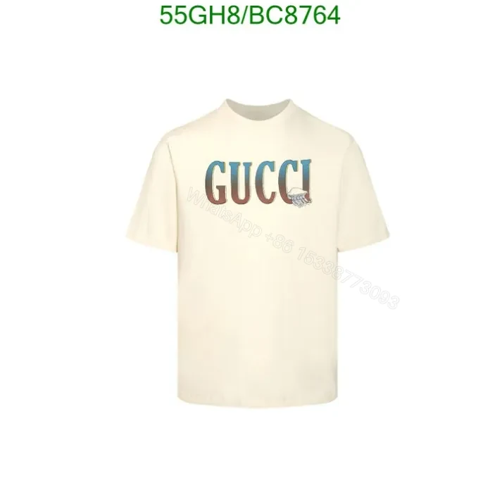 Gucci Logo White Cotton T Shirt Replica- Model BC8764 — view 1