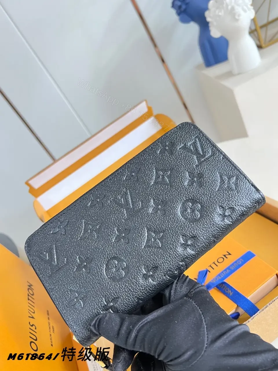 View 4 of Monochrome Textured Leather Wallet — Monogram, Bifold, Luxury