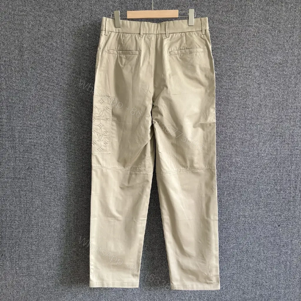 View 7 of Beige Cargo Pants with LV Monogram Patch