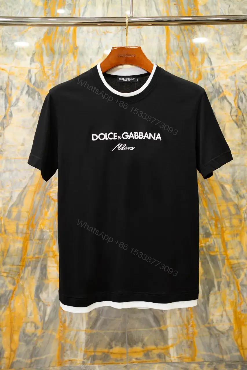 View 5 of Black Cotton Jersey T‐Shirt Relaxed Fit Dolce & Gabbana Milano Logo Tee