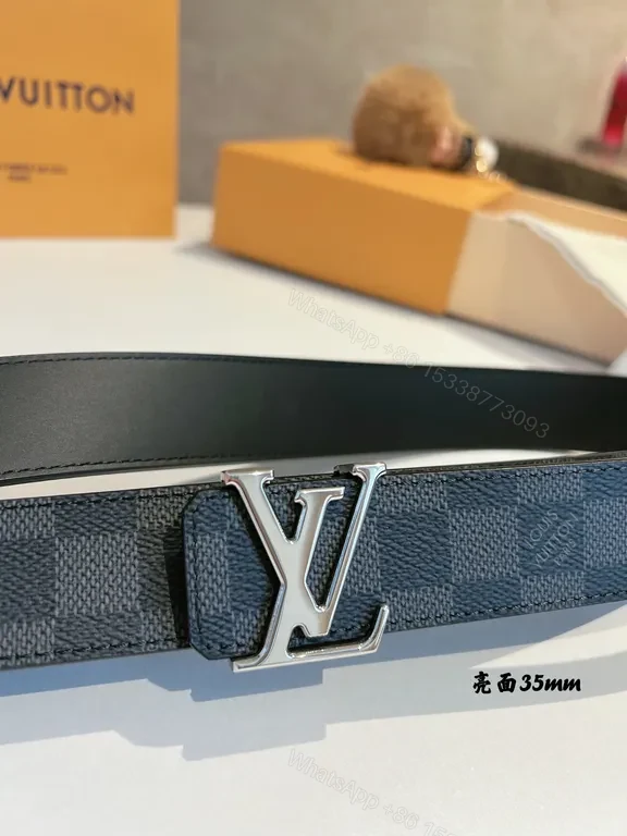 View 2 of Louis Vuitton Damier 35mm Belt â€“ Silver LV Buckle, Dark Graphite