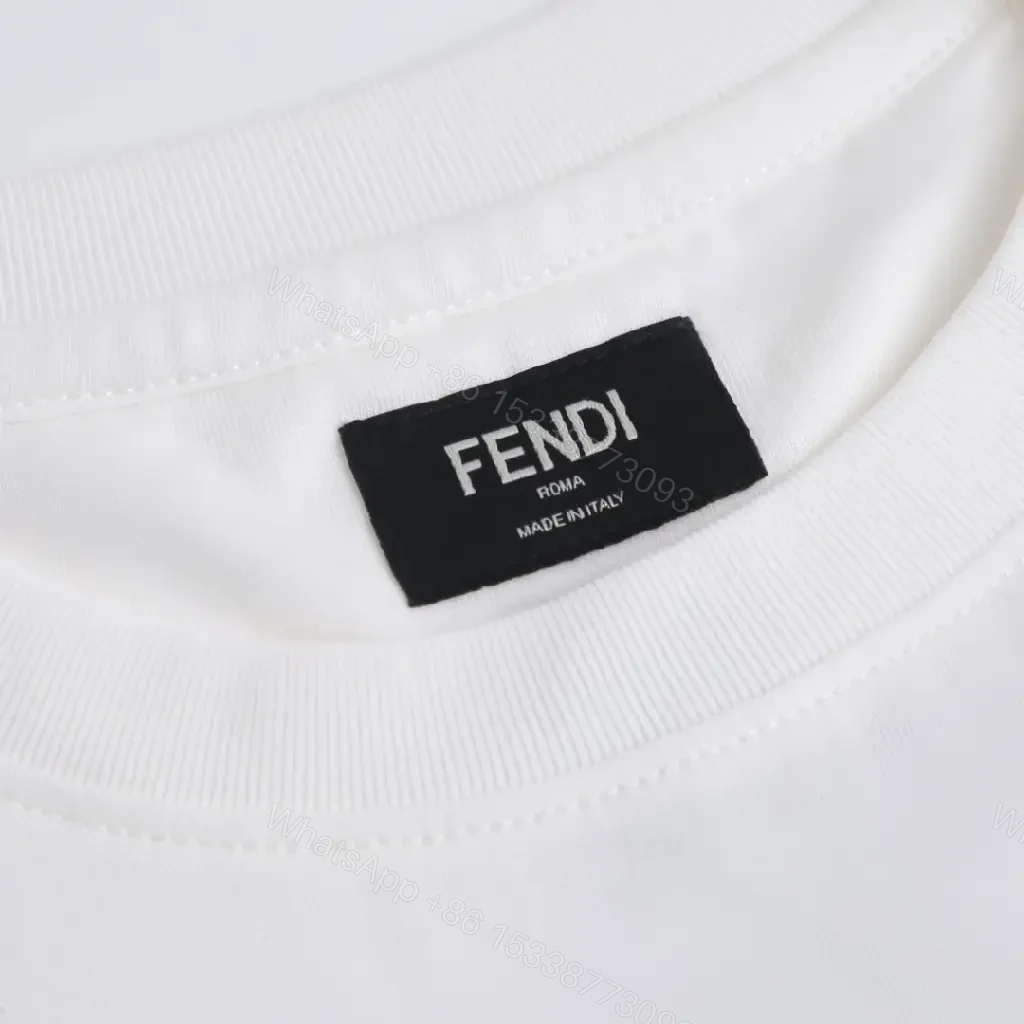 View 3 of White Cotton Tee, Blue Logo, Casual Luxe, Durable Print, T-Shirt