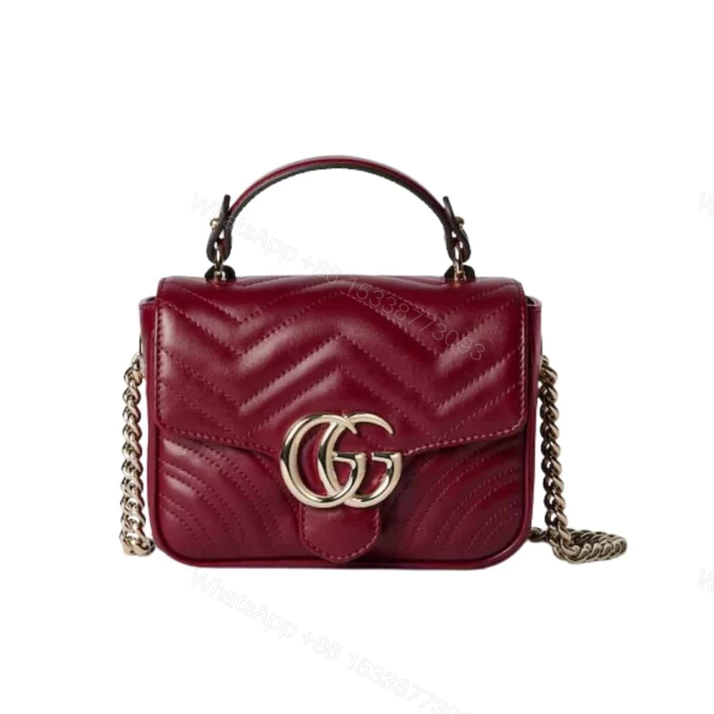 View 2 of Gucci GG Marmont Mini Top Handle Bag Red 17Cm 811238 AAECK 6207