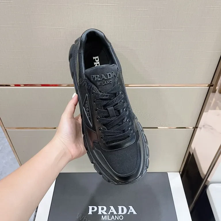 View 9 of Monochrome Prada-Style Leather Sneaker: All-Day Comfort