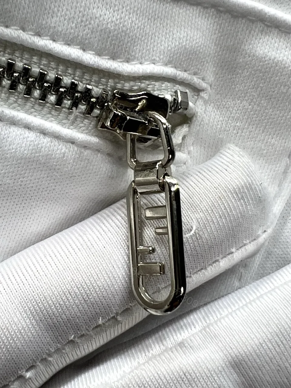 View 2 of White Cotton Tee with Pocket Zip-Detail, Modern Luxury Top