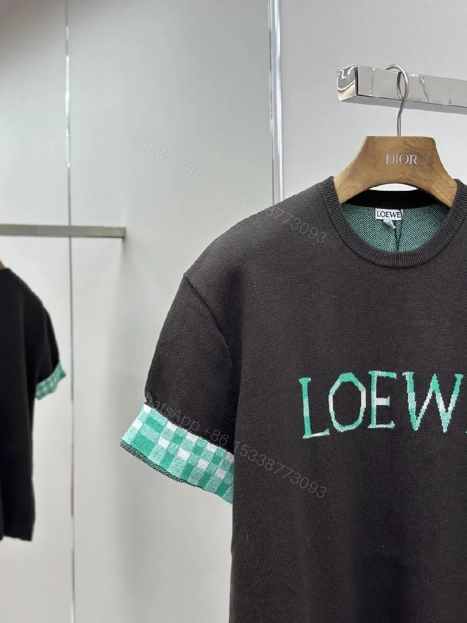 View 2 of Casual Luxe Knit Tee Dress with LOEWE Logo Embroidery
