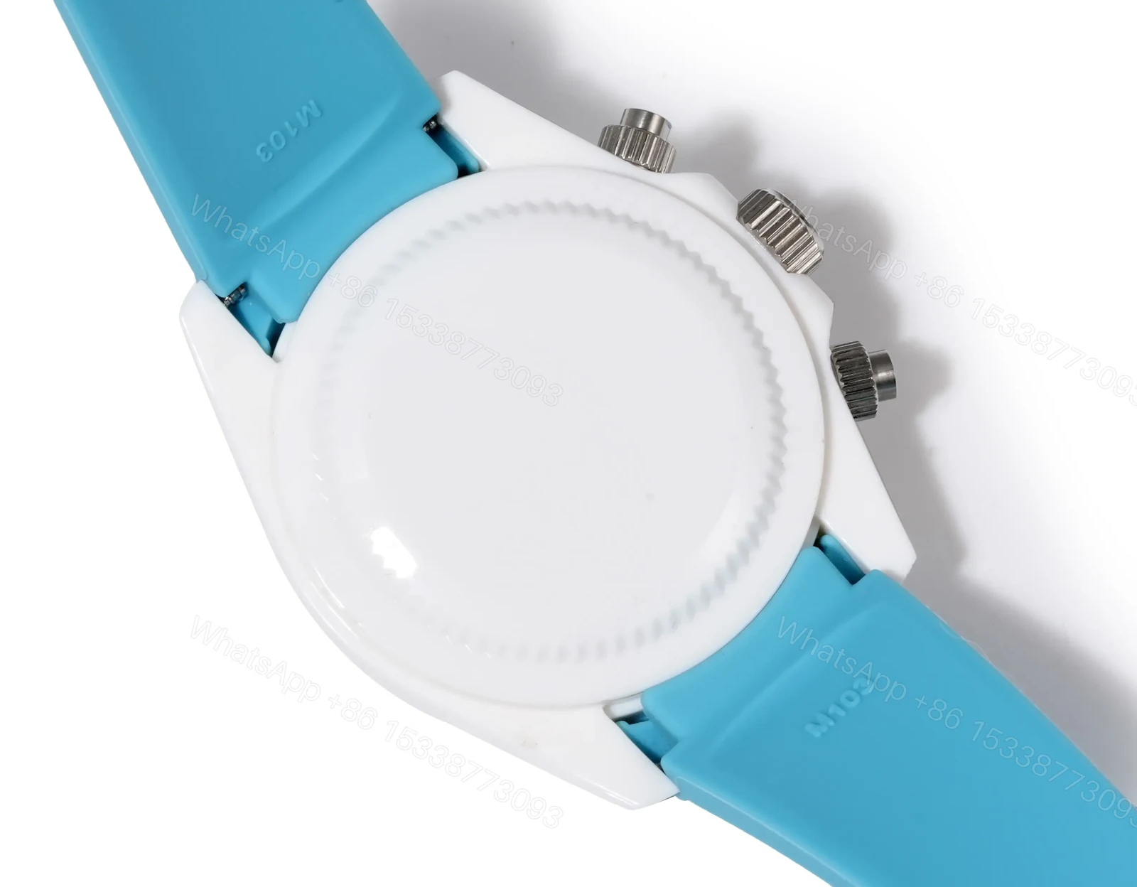 View 8 of Best Rolex Daytona Turquoise Rubber Strap replica 40MM White Ceramic Case Edition RG-DAYTONA-TURQUOISE-RUBBER-WHITE-40