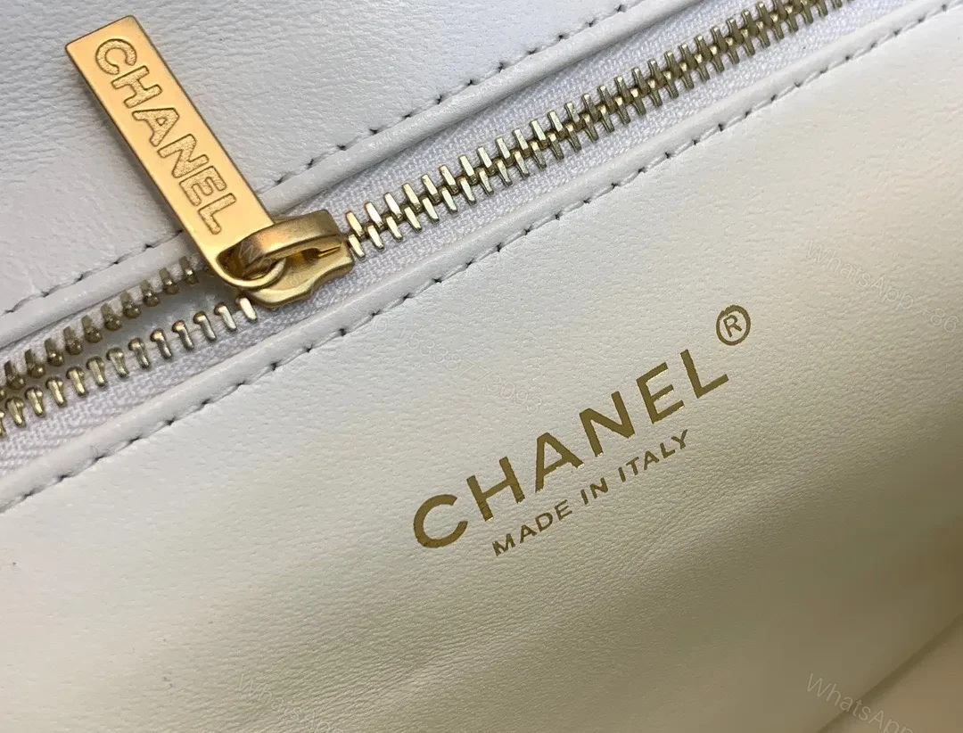 View 4 of Chanel Mini Backpack Replica 11 Milk White With Gold Lock 18x20x11.5cm