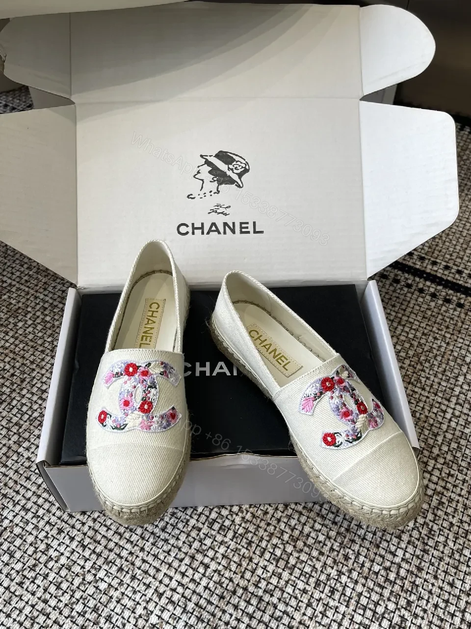 View 5 of Floral Embroidered Canvas Espadrille - Couture-Inspired Sneakers