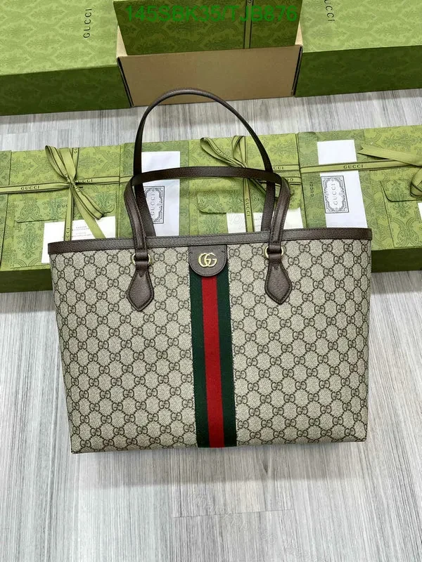 View 3 of Gucci Beige and Blue Medium Tote Bag in GG Supreme Canvas HB685