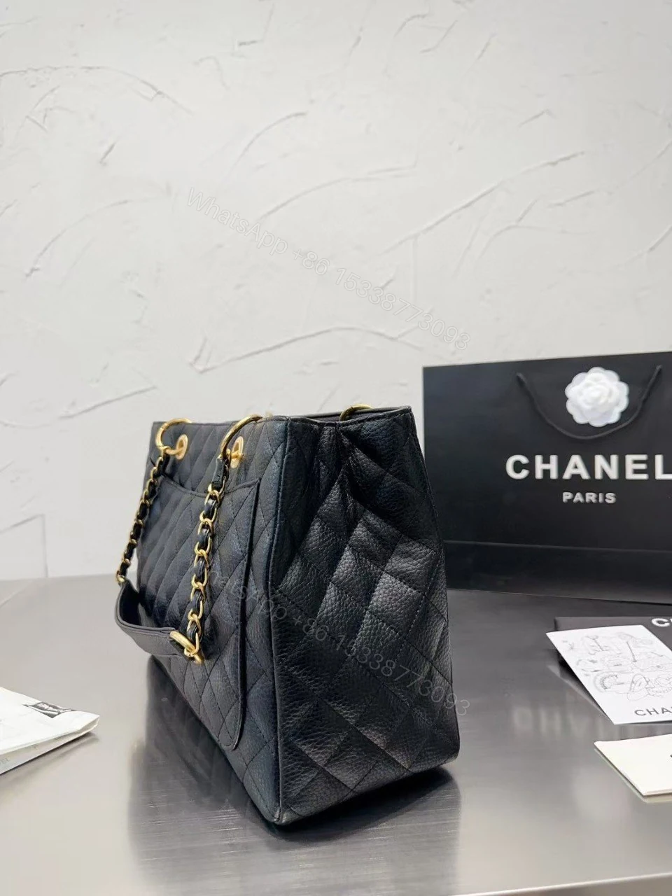 View 2 of Chanel Vintage CC Chain ToteLarge Black New 2