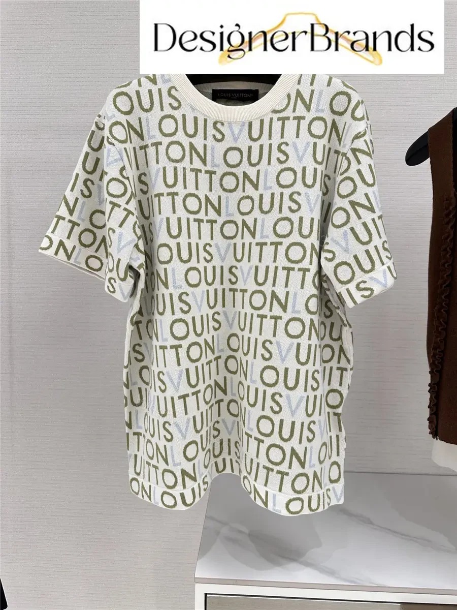 View 2 of Louis Vuitton White Jacquard Knit Short-Sleeve Crewneck Top
