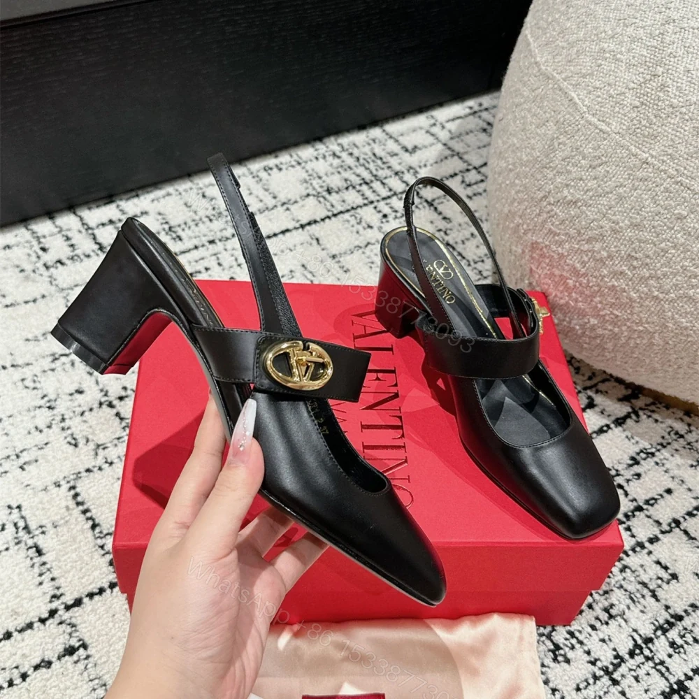 View 4 of 高仿Valentino*5W2S0JP方頭露跟單鞋黑色6CM免檢版