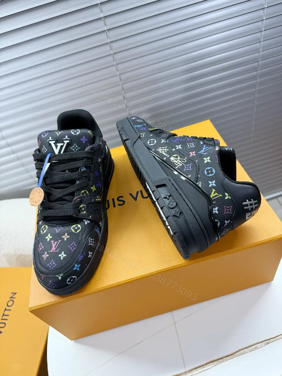 View 8 of Multicolor LV Monogram High-Top Sneakers with Luxury Comfort