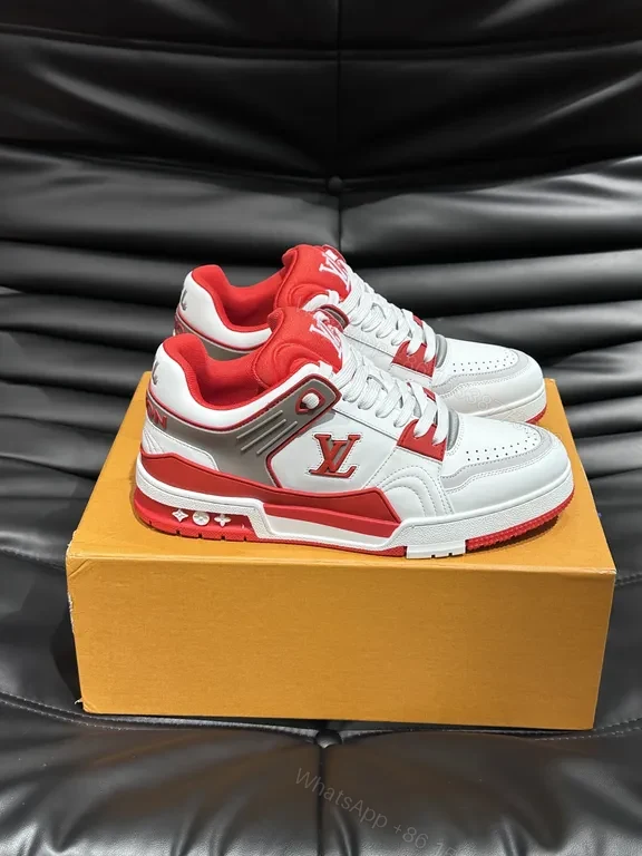 View 7 of Dynamic White-Red LV Detail High-Tops Sneakers