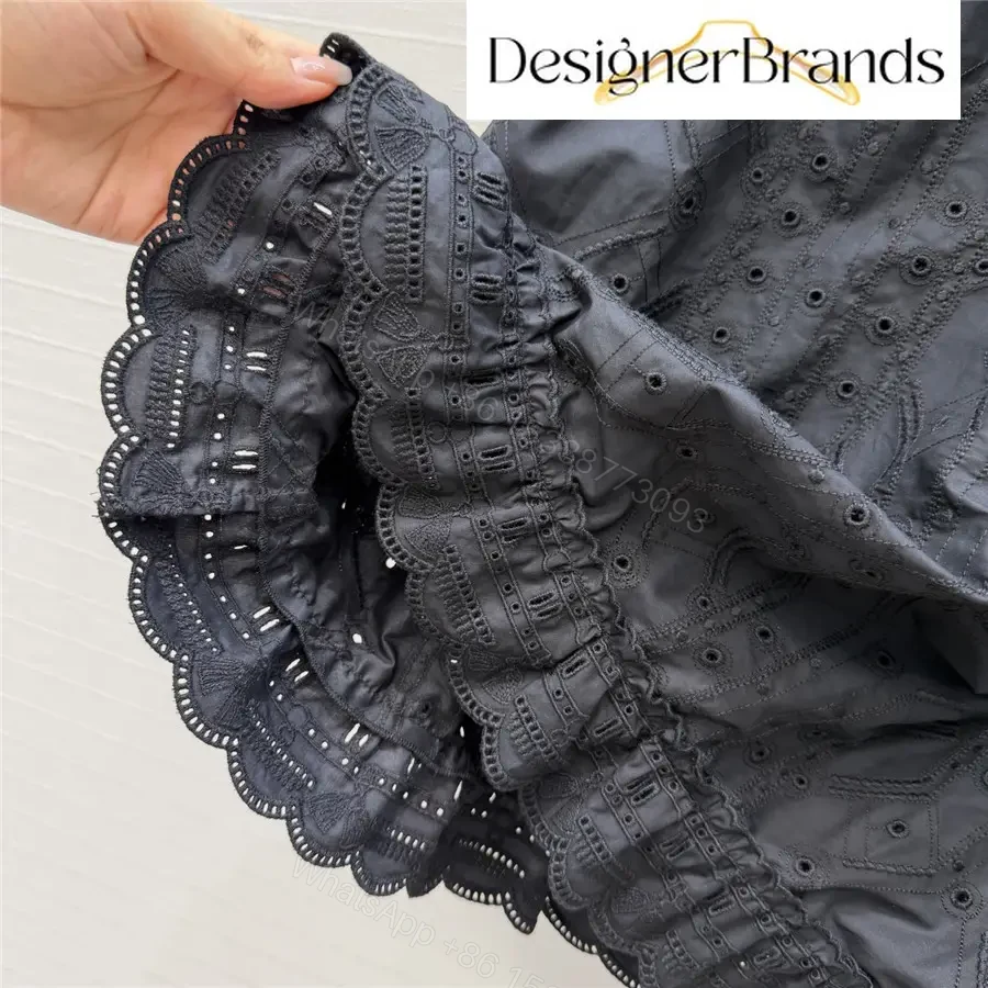 View 8 of Hermes Black English Embroidery Skirt