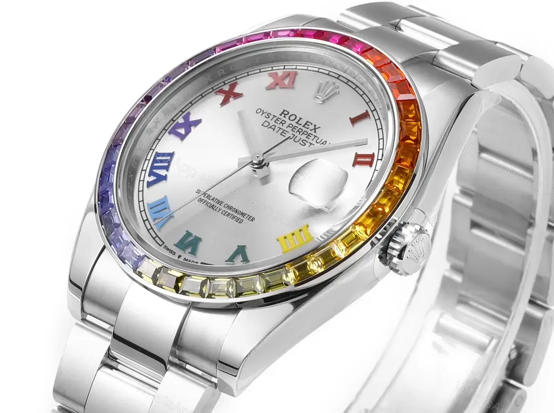 View 3 of Captivating rainbow datejust replica 36MM Silver Dial Edition RG-DJ36-RAINBOW-SILVER