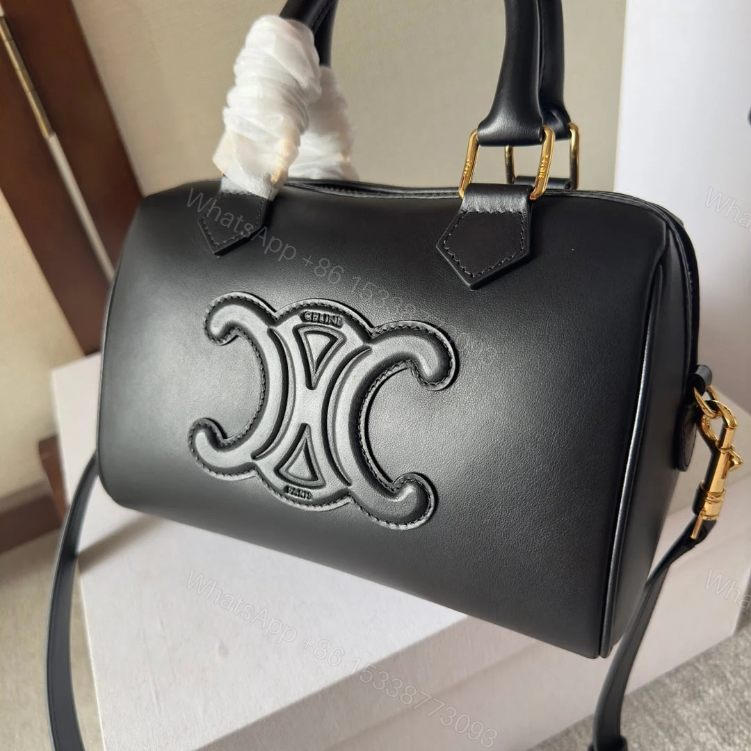 View 5 of CELINE SMALL BOSTON BAG IN SMOOTH CALFSKIN WITH CUIR TRIOMPHE BLACK