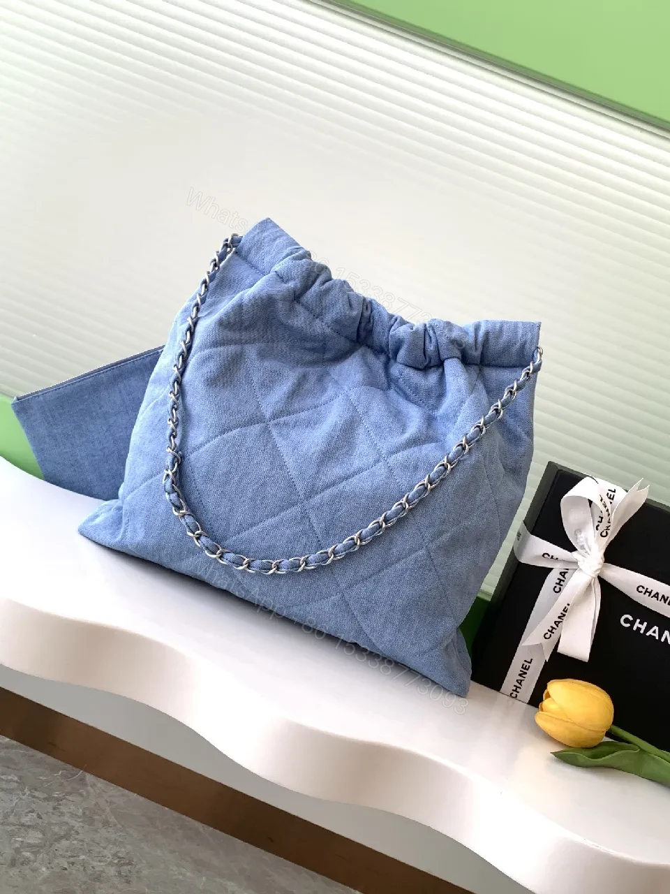 View 7 of Quilted Denim Shoulder Bag: Luxe Everyday Chic Carryall