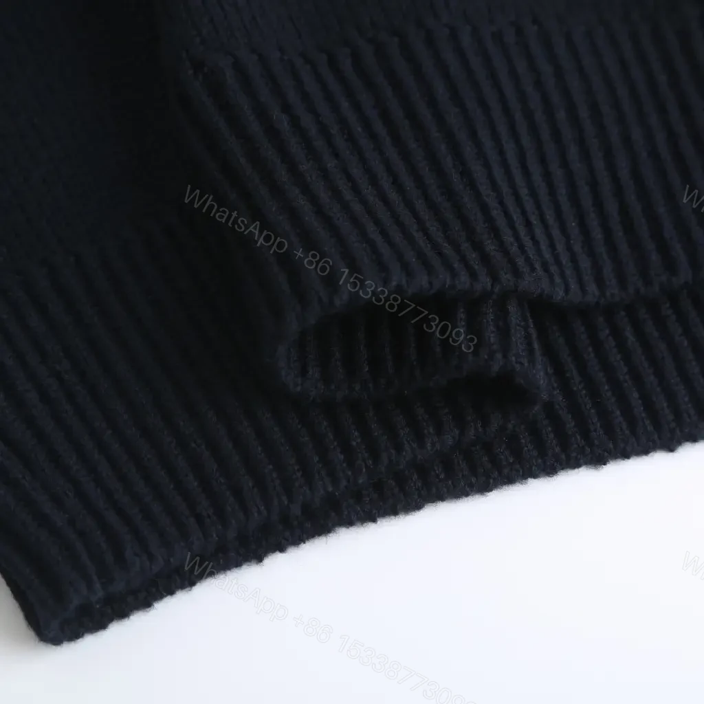 View 4 of Navy Knit Knight Embroidery Crewneck Sweater