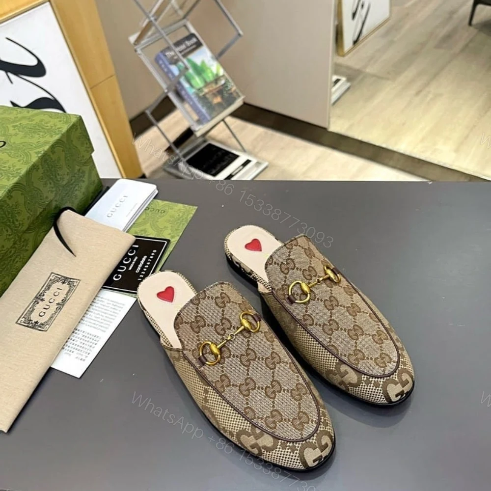 View 3 of Gucci Women Princetown Slipper Beige And Ebony GG Canvas 475094 UKO60 2588