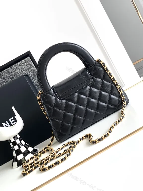 View 6 of Structured Luxe Quilted Leather Handbag with Gold Hardware